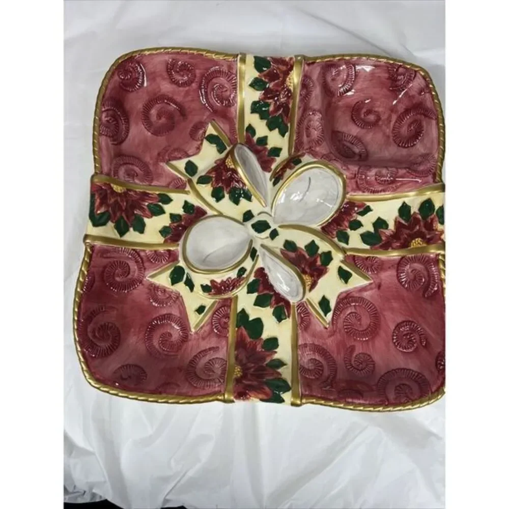 World Bazzars Christmas Ceramic Chip And Dip‎ Wreath
